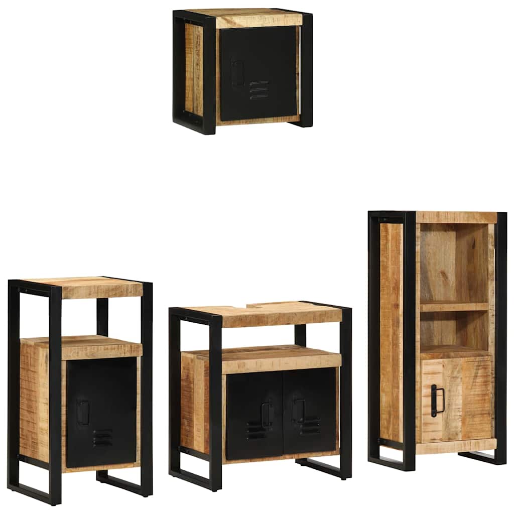 vidaXL Badezimmermöbel Set mit Regal 4 pcs Braun Massivholz Mango