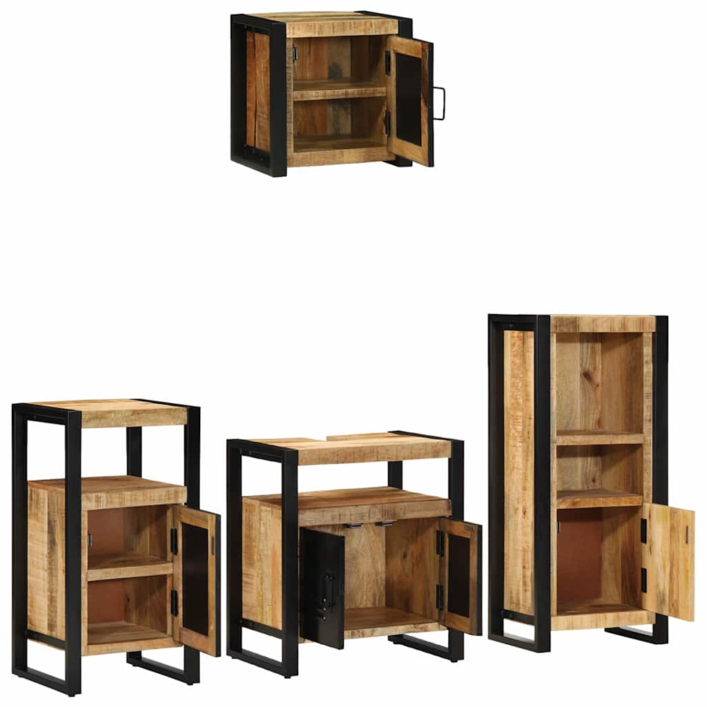 vidaXL Badezimmermöbel Set mit Regal 4 pcs Braun Massivholz Mango