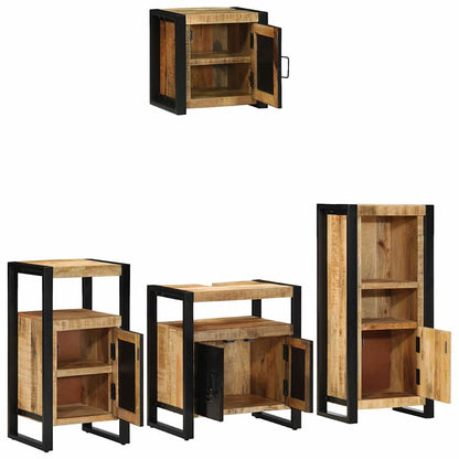 vidaXL Badezimmermöbel Set mit Regal 4 pcs Braun Massivholz Mango