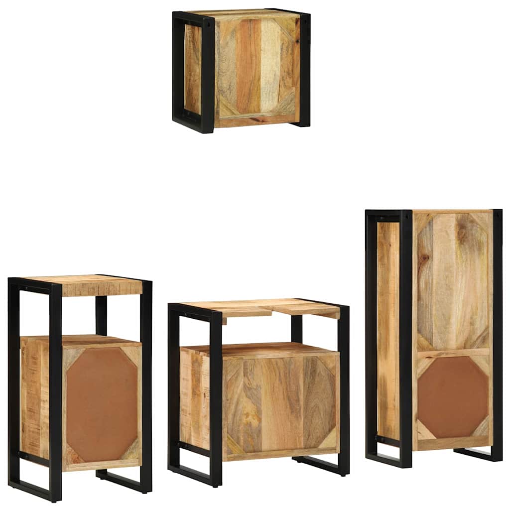 vidaXL Badezimmermöbel Set mit Regal 4 pcs Braun Massivholz Mango