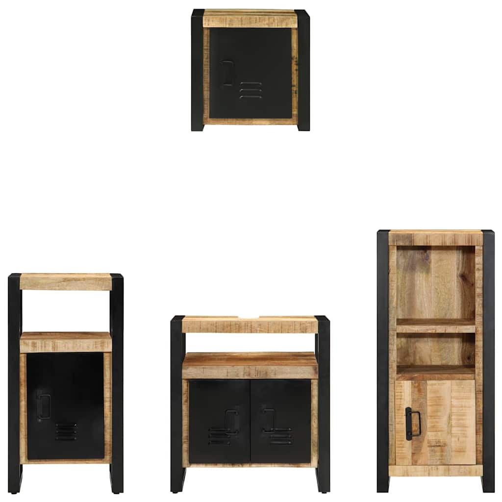 vidaXL Badezimmermöbel Set mit Regal 4 pcs Braun Massivholz Mango