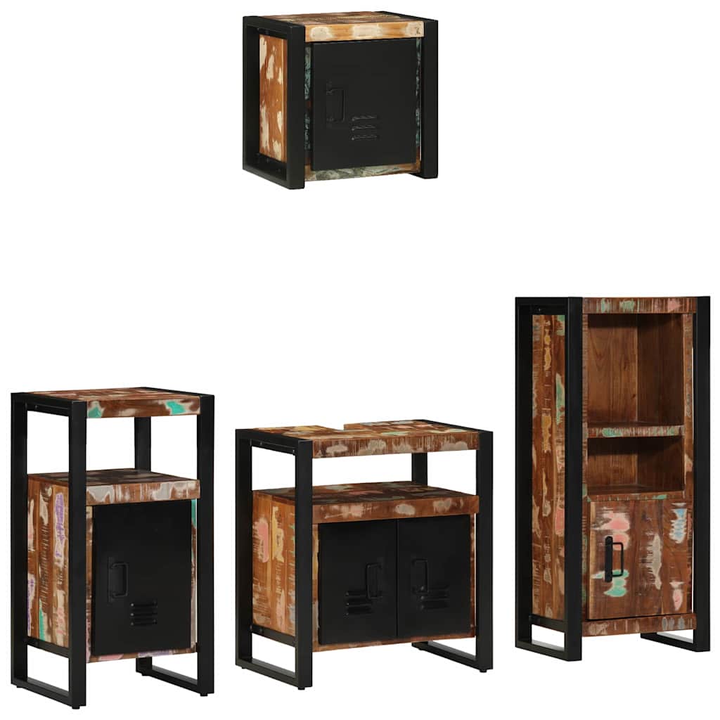 Badezimmermöbel-Set mit Regal 4 pcs Massives upgecyceltes Holz