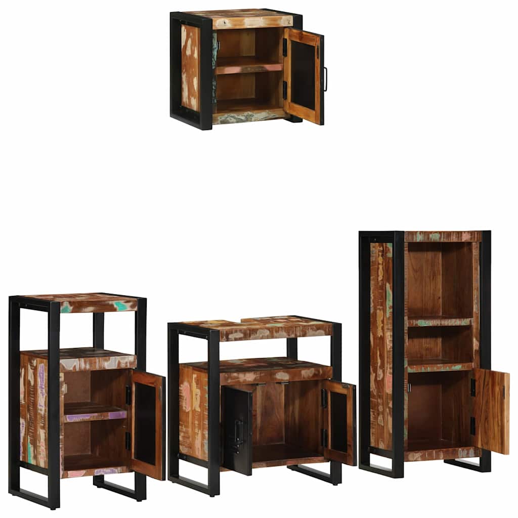 Badezimmermöbel-Set mit Regal 4 pcs Massives upgecyceltes Holz