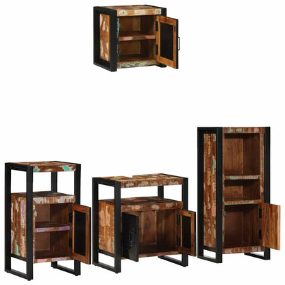 Badezimmermöbel-Set mit Regal 4 pcs Massives upgecyceltes Holz