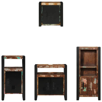 Badezimmermöbel-Set mit Regal 4 pcs Massives upgecyceltes Holz