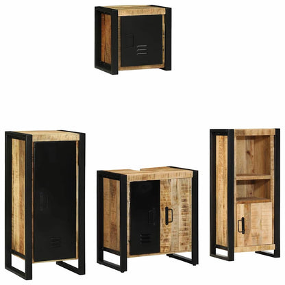 vidaXL Badezimmermöbel Set mit Regal 4 pcs Braun Massivholz Mango