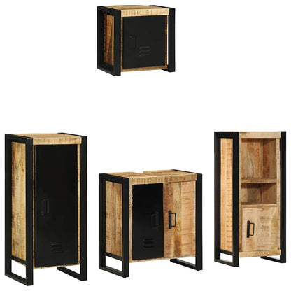 vidaXL Badezimmermöbel Set mit Regal 4 pcs Braun Massivholz Mango