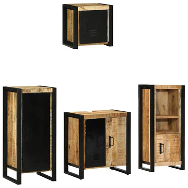 vidaXL Badezimmermöbel Set mit Regal 4 pcs Braun Massivholz Mango