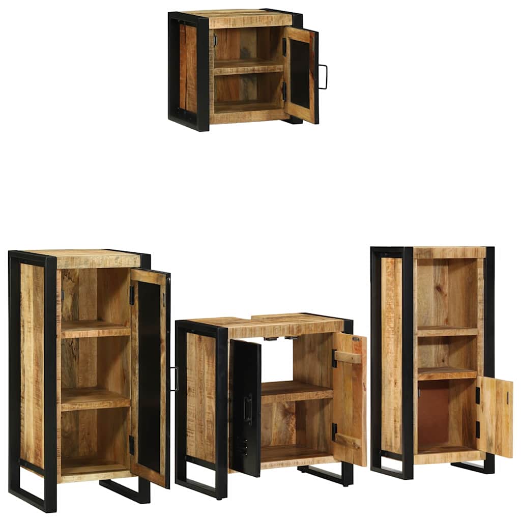 vidaXL Badezimmermöbel Set mit Regal 4 pcs Braun Massivholz Mango