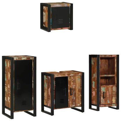 Badezimmermöbel-Set mit Regal 4 pcs Massives upgecyceltes Holz