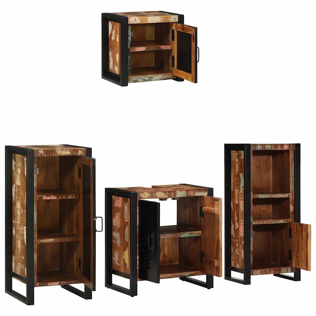 Badezimmermöbel-Set mit Regal 4 pcs Massives upgecyceltes Holz