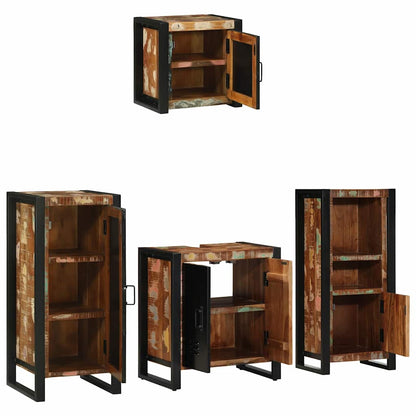Badezimmermöbel-Set mit Regal 4 pcs Massives upgecyceltes Holz