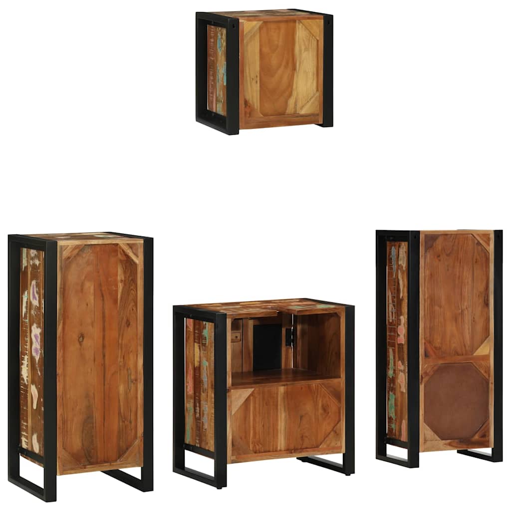 Badezimmermöbel-Set mit Regal 4 pcs Massives upgecyceltes Holz