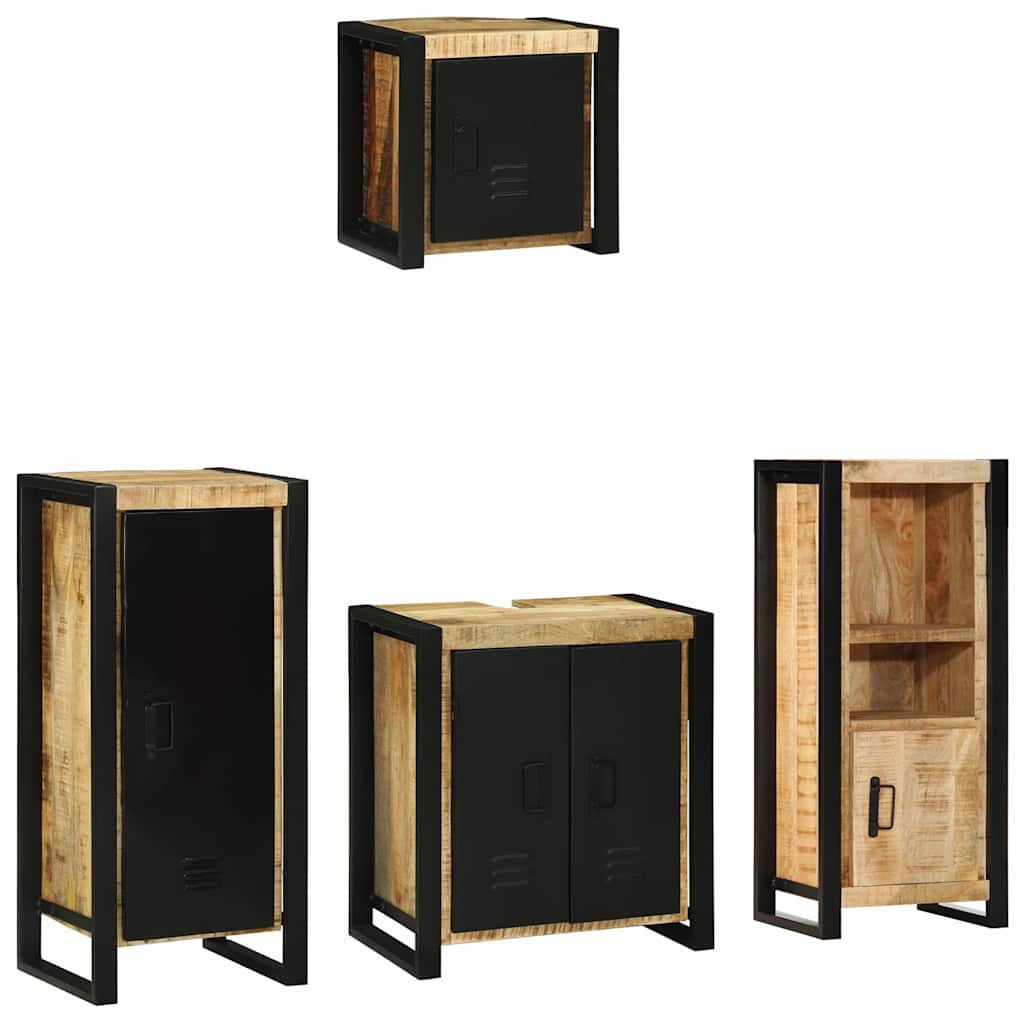 vidaXL Badezimmermöbel Set mit Regal 4 pcs Braun Massivholz Mango