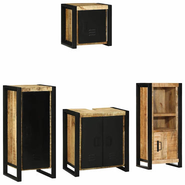 vidaXL Badezimmermöbel Set mit Regal 4 pcs Braun Massivholz Mango