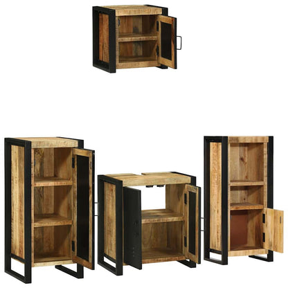 vidaXL Badezimmermöbel Set mit Regal 4 pcs Braun Massivholz Mango