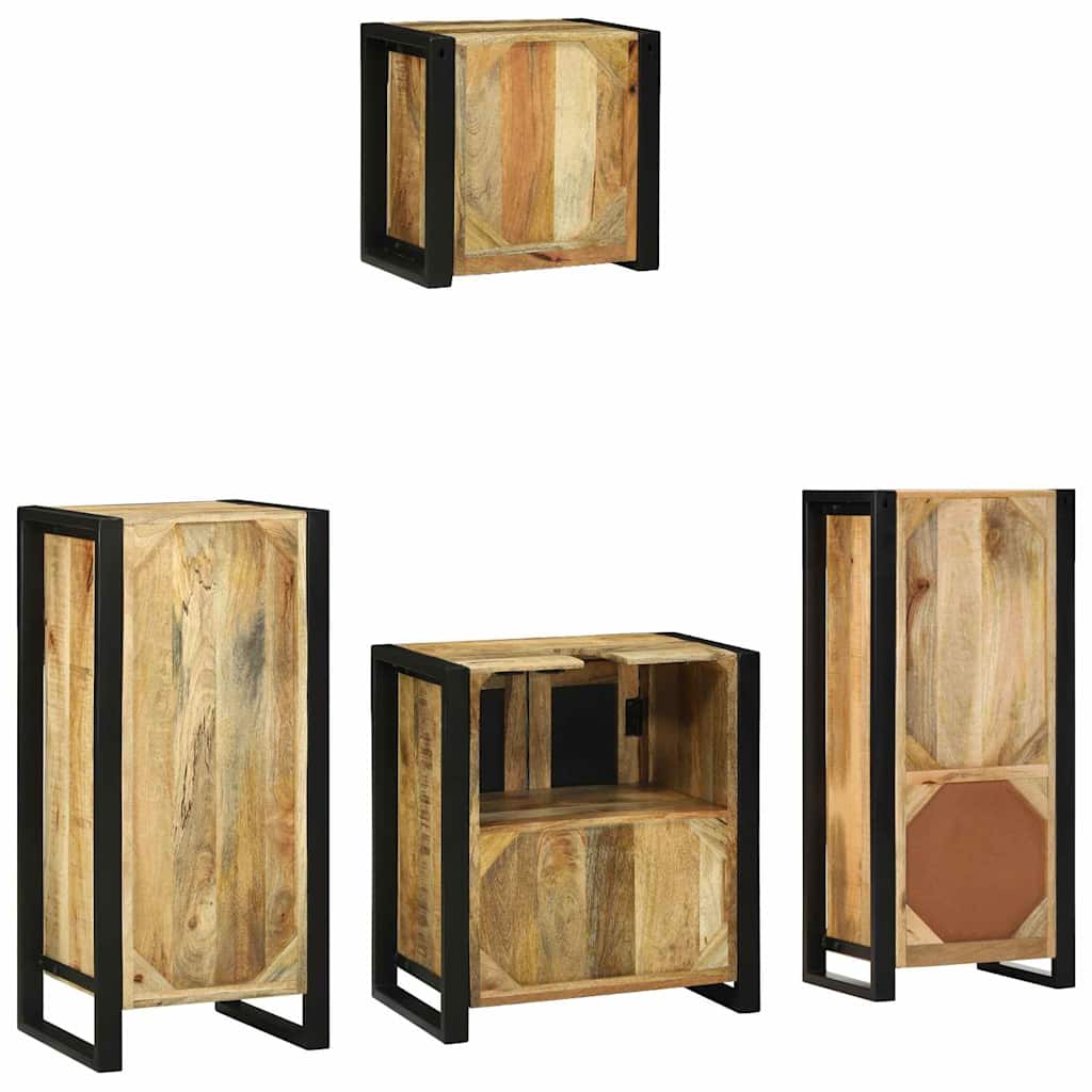 vidaXL Badezimmermöbel Set mit Regal 4 pcs Braun Massivholz Mango