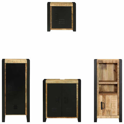 vidaXL Badezimmermöbel Set mit Regal 4 pcs Braun Massivholz Mango