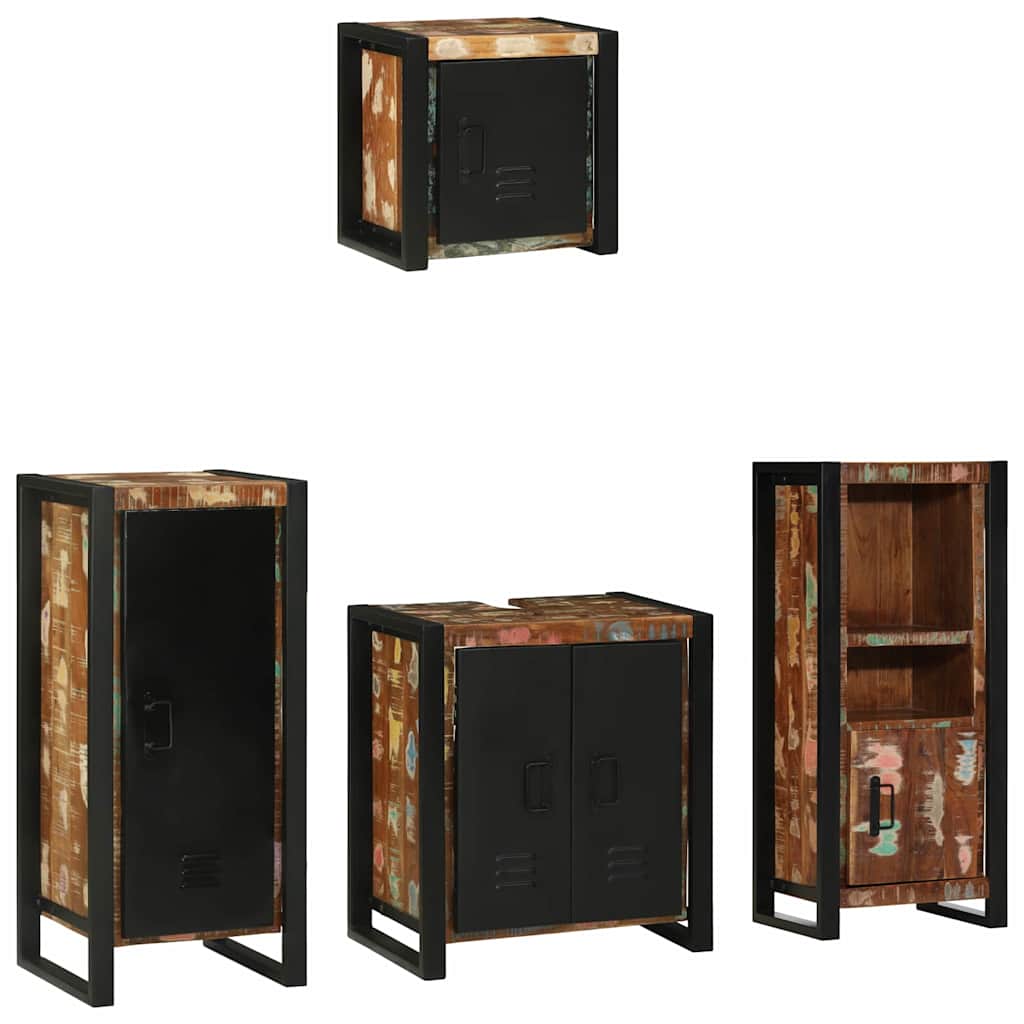 vidaXL Badezimmermöbel-Set mit Regal 4 pcs Massives upgecyceltes Holz