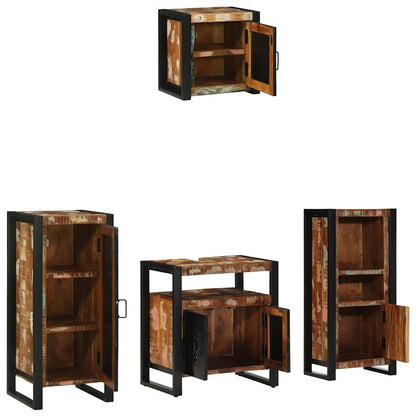 vidaXL Badezimmermöbel-Set mit Regal 4 pcs Massives upgecyceltes Holz