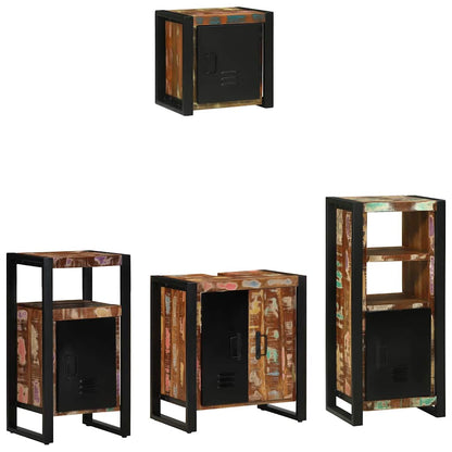 vidaXL Badezimmermöbel-Set mit Regal 4 pcs Massives upgecyceltes Holz