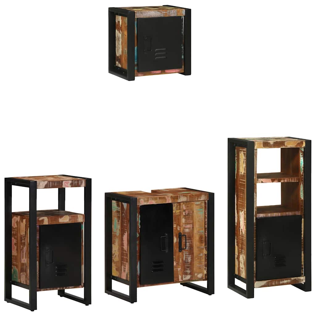 vidaXL Badezimmermöbel-Set mit Regal 4 pcs Massives upgecyceltes Holz