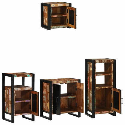 vidaXL Badezimmermöbel-Set mit Regal 4 pcs Massives upgecyceltes Holz