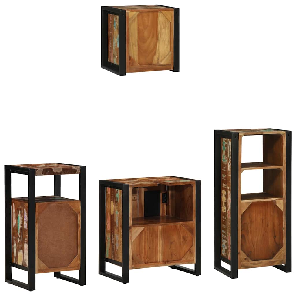 vidaXL Badezimmermöbel-Set mit Regal 4 pcs Massives upgecyceltes Holz