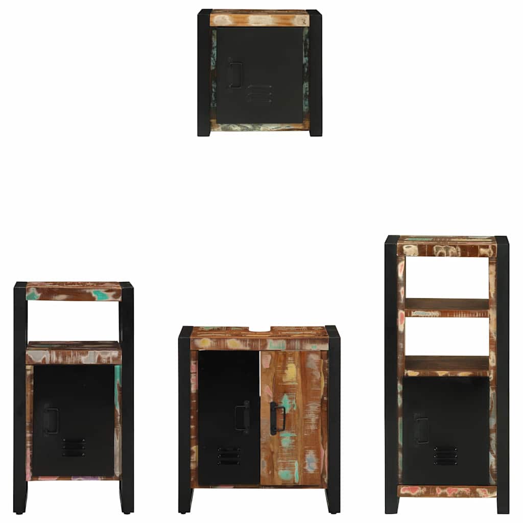 vidaXL Badezimmermöbel-Set mit Regal 4 pcs Massives upgecyceltes Holz