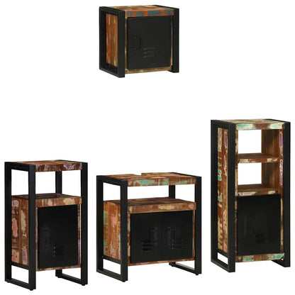 vidaXL Badezimmermöbel-Set mit Regal 4 pcs Massives upgecyceltes Holz