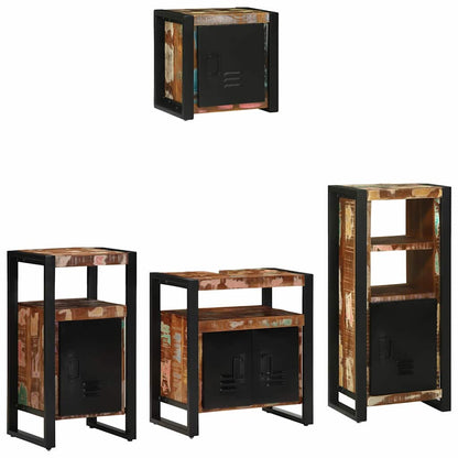 vidaXL Badezimmermöbel-Set mit Regal 4 pcs Massives upgecyceltes Holz