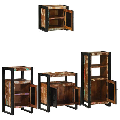 vidaXL Badezimmermöbel-Set mit Regal 4 pcs Massives upgecyceltes Holz