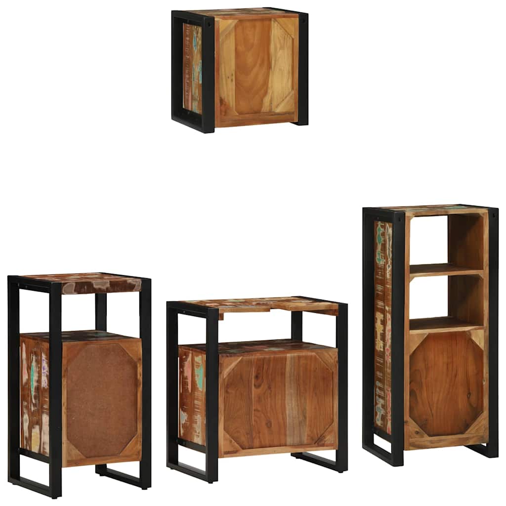 vidaXL Badezimmermöbel-Set mit Regal 4 pcs Massives upgecyceltes Holz