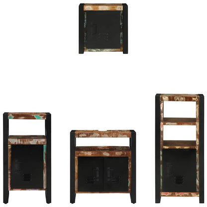 vidaXL Badezimmermöbel-Set mit Regal 4 pcs Massives upgecyceltes Holz