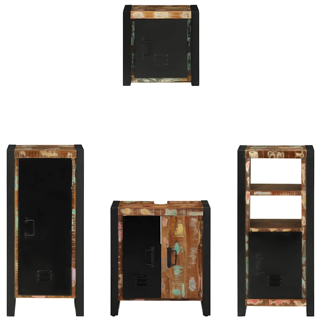 Badezimmermöbel-Set mit Regal 4 pcs Massives upgecyceltes Holz