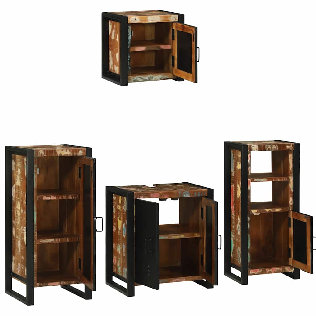 Badezimmermöbel-Set mit Regal 4 pcs Massives upgecyceltes Holz