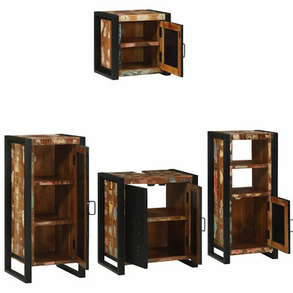 Badezimmermöbel-Set mit Regal 4 pcs Massives upgecyceltes Holz
