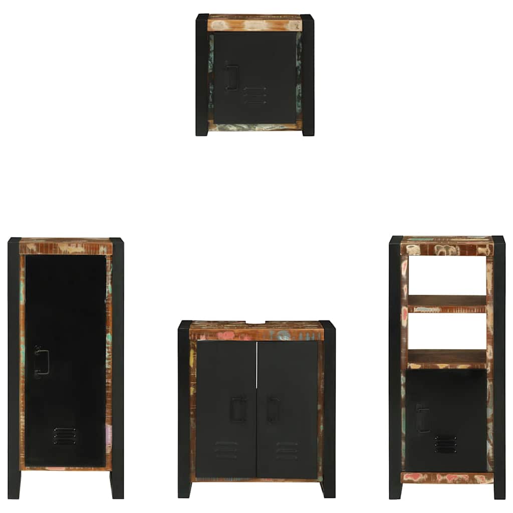 Badezimmermöbel-Set mit Regal 4 pcs Massives upgecyceltes Holz