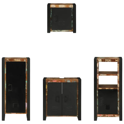 Badezimmermöbel-Set mit Regal 4 pcs Massives upgecyceltes Holz