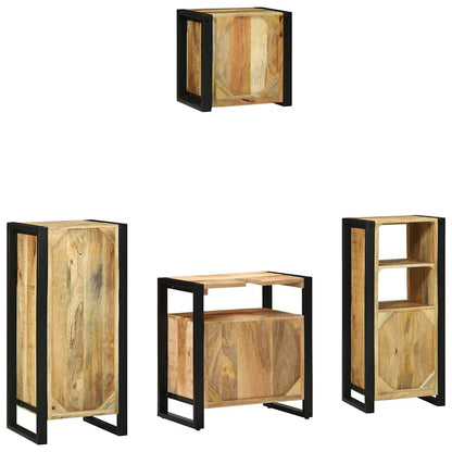 vidaXL Badezimmermöbel-Set 4 pcs Braun und Schwarz Massivholz Mango