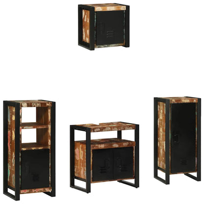 vidaXL Badezimmermöbel-Set mit Regal 4 pcs Massives upgecyceltes Holz
