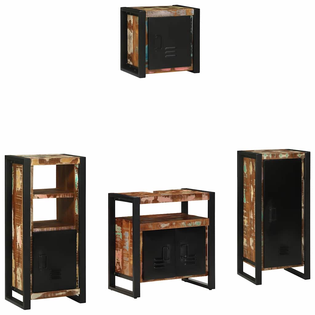 vidaXL Badezimmermöbel-Set mit Regal 4 pcs Massives upgecyceltes Holz