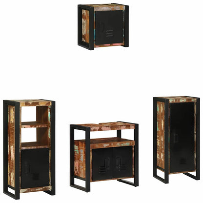 vidaXL Badezimmermöbel-Set mit Regal 4 pcs Massives upgecyceltes Holz