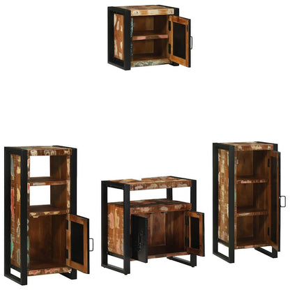 vidaXL Badezimmermöbel-Set mit Regal 4 pcs Massives upgecyceltes Holz