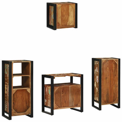 vidaXL Badezimmermöbel-Set mit Regal 4 pcs Massives upgecyceltes Holz