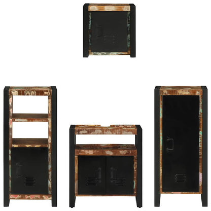 vidaXL Badezimmermöbel-Set mit Regal 4 pcs Massives upgecyceltes Holz