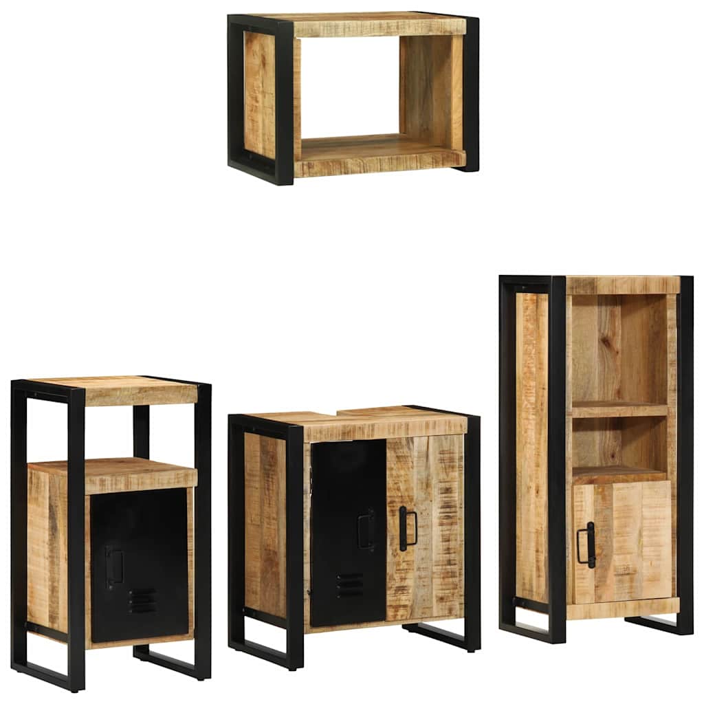 vidaXL Badezimmermöbel Set mit Regal 4 pcs Braun Massivholz Mango