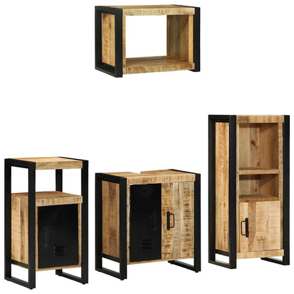 vidaXL Badezimmermöbel Set mit Regal 4 pcs Braun Massivholz Mango