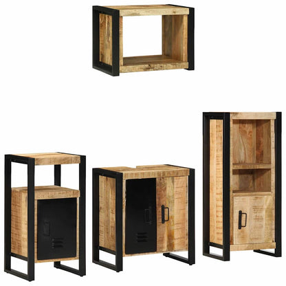 vidaXL Badezimmermöbel Set mit Regal 4 pcs Braun Massivholz Mango