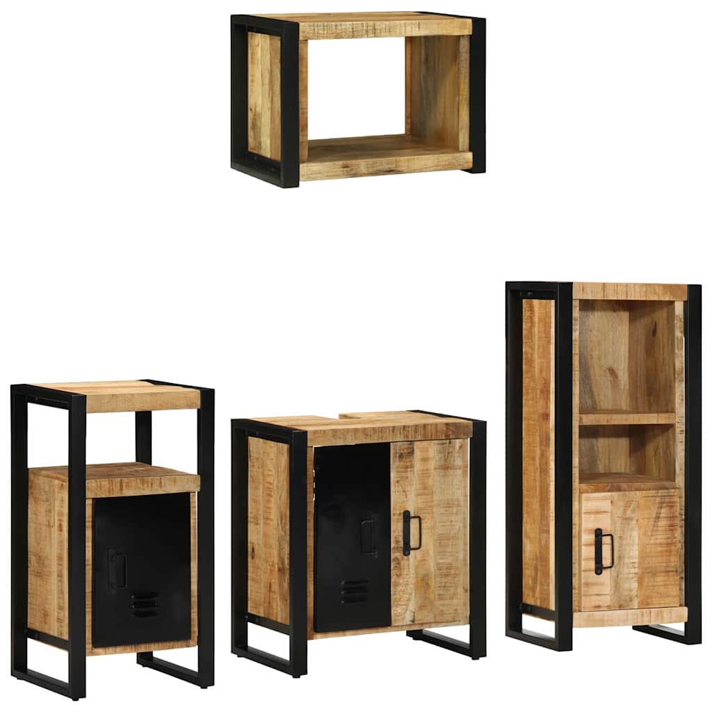 vidaXL Badezimmermöbel Set mit Regal 4 pcs Braun Massivholz Mango